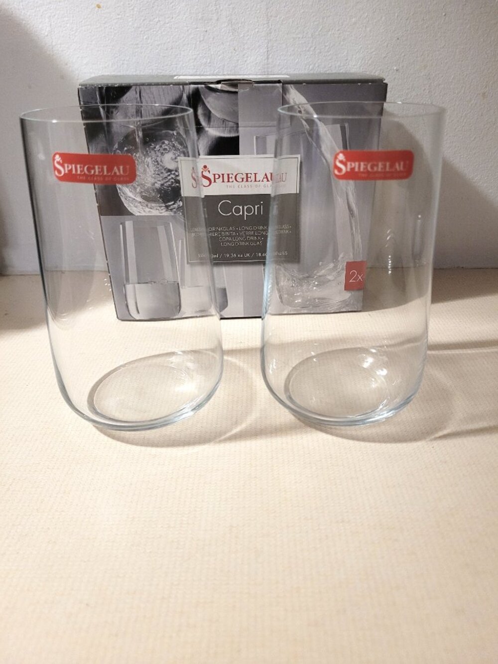 NIB Set of 2 Spiegelau Capri long tall drink glasses cups